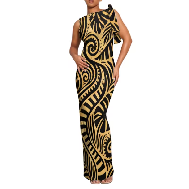 Robe manches courtes polynésien