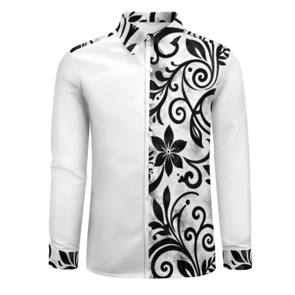 Chemise manches longues art polynésien.