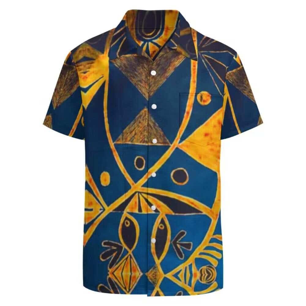 Chemise hommes manches courtes art polynésien(7)