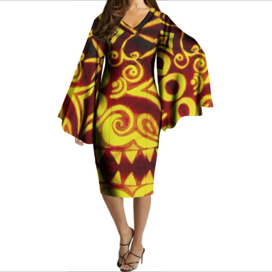 Robe courte manches amples tribal