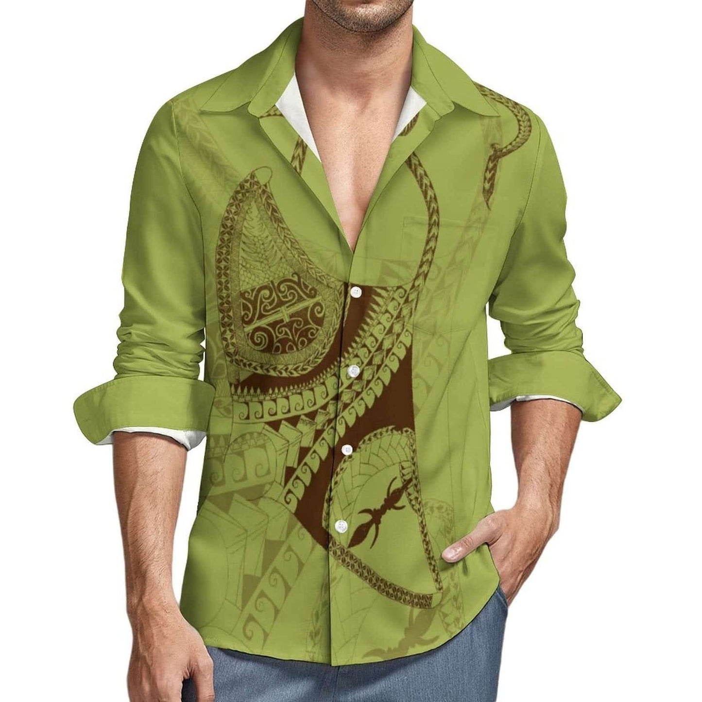 Chemise manches longues art polynésien(5)