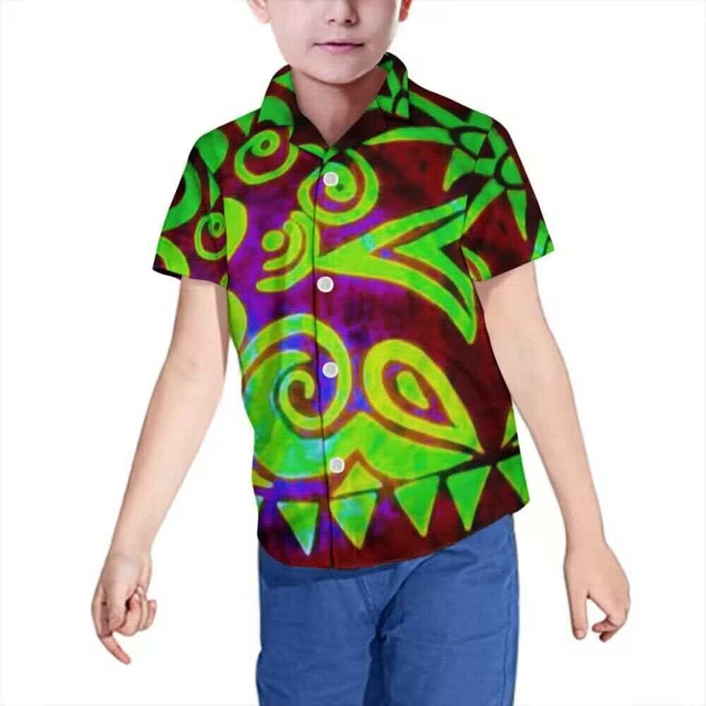 Chemise enfant manches courtes art polynésien(4)