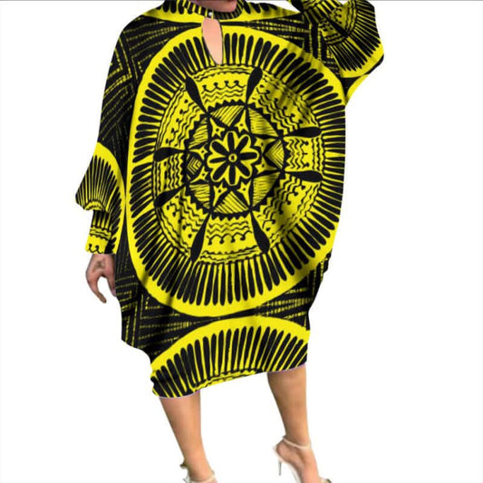 Robe caftan motif tapa