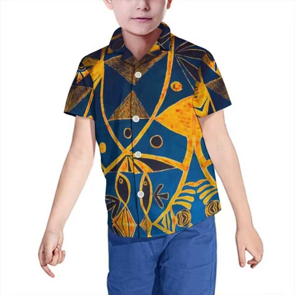 Chemise enfant manches courtes art polynésien(7)