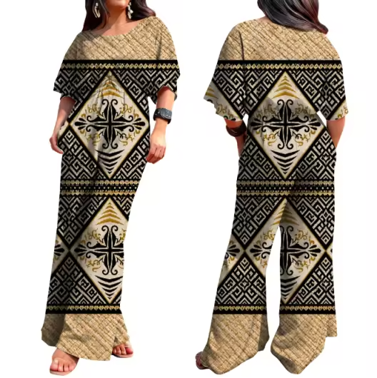 Combinaison effet natte tressée&motif tapa
