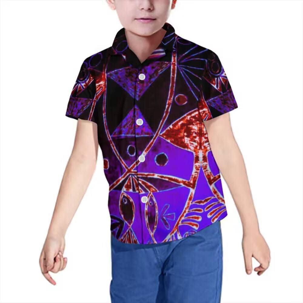 Chemise enfant manches courtes art polynésien(7)