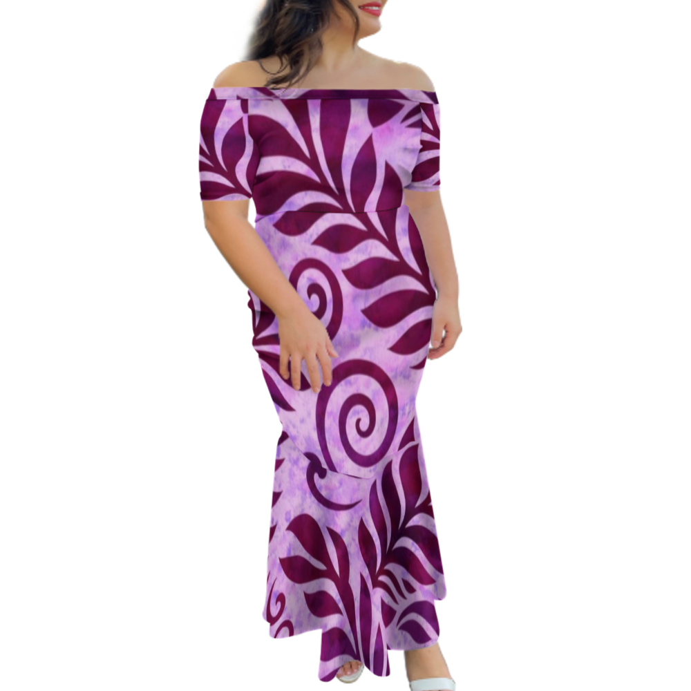 Robe longue femme tribal épaules dénudées.
