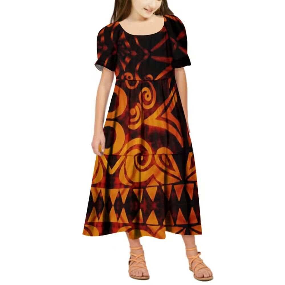 Robe longue fille  art polynésien