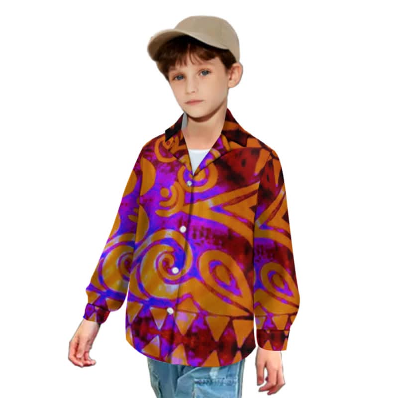 Chemise enfant manches longues art polynésien(4)