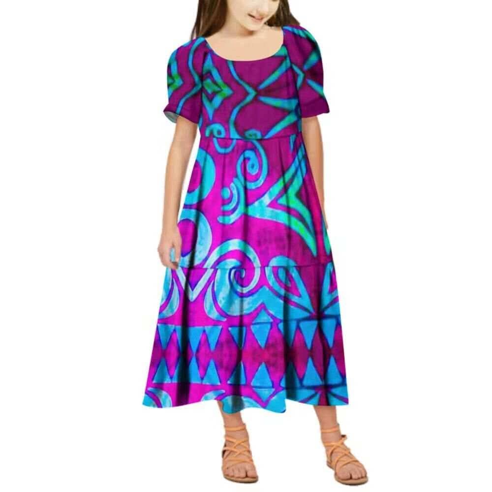 Robe longue fille  art polynésien