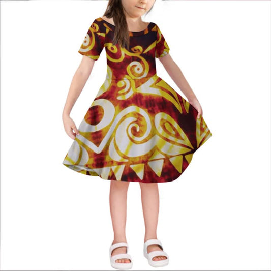 Robe courte fille art polynésien