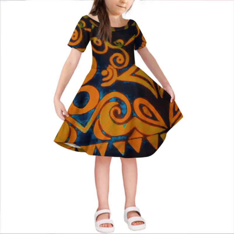Robe courte fille art polynésien