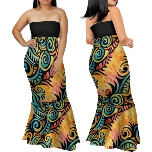 Robe longue bustier femme tribal