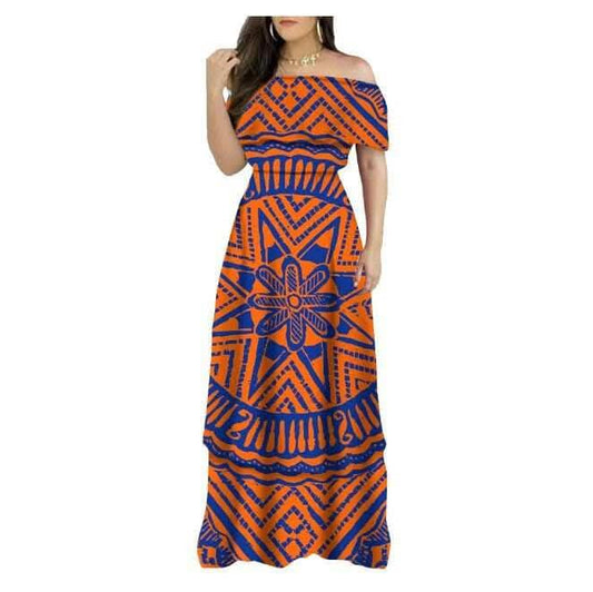 Robe longue motif tapa