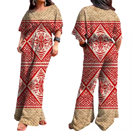 Combinaison effet natte tressée&motif tapa