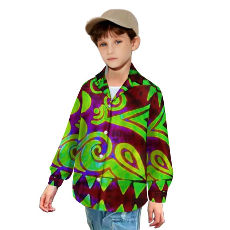 Chemise enfant manches longues art polynésien(4)