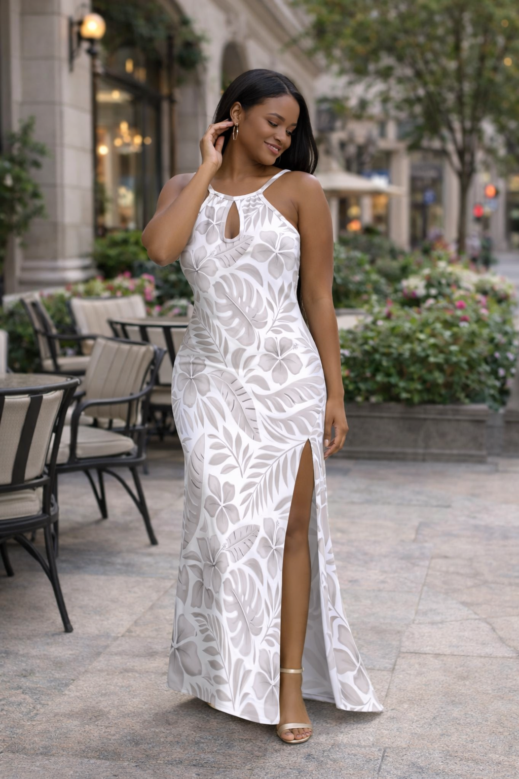 Robe longue imprimé tropical