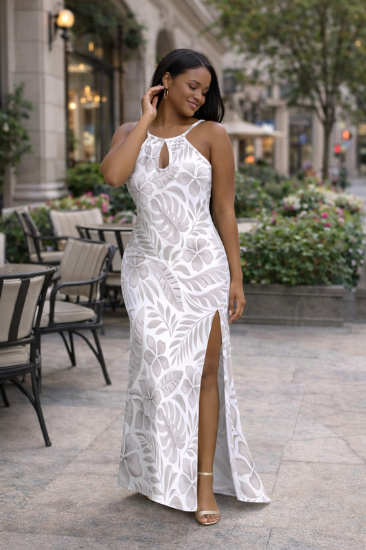 Robe longue imprimé tropical