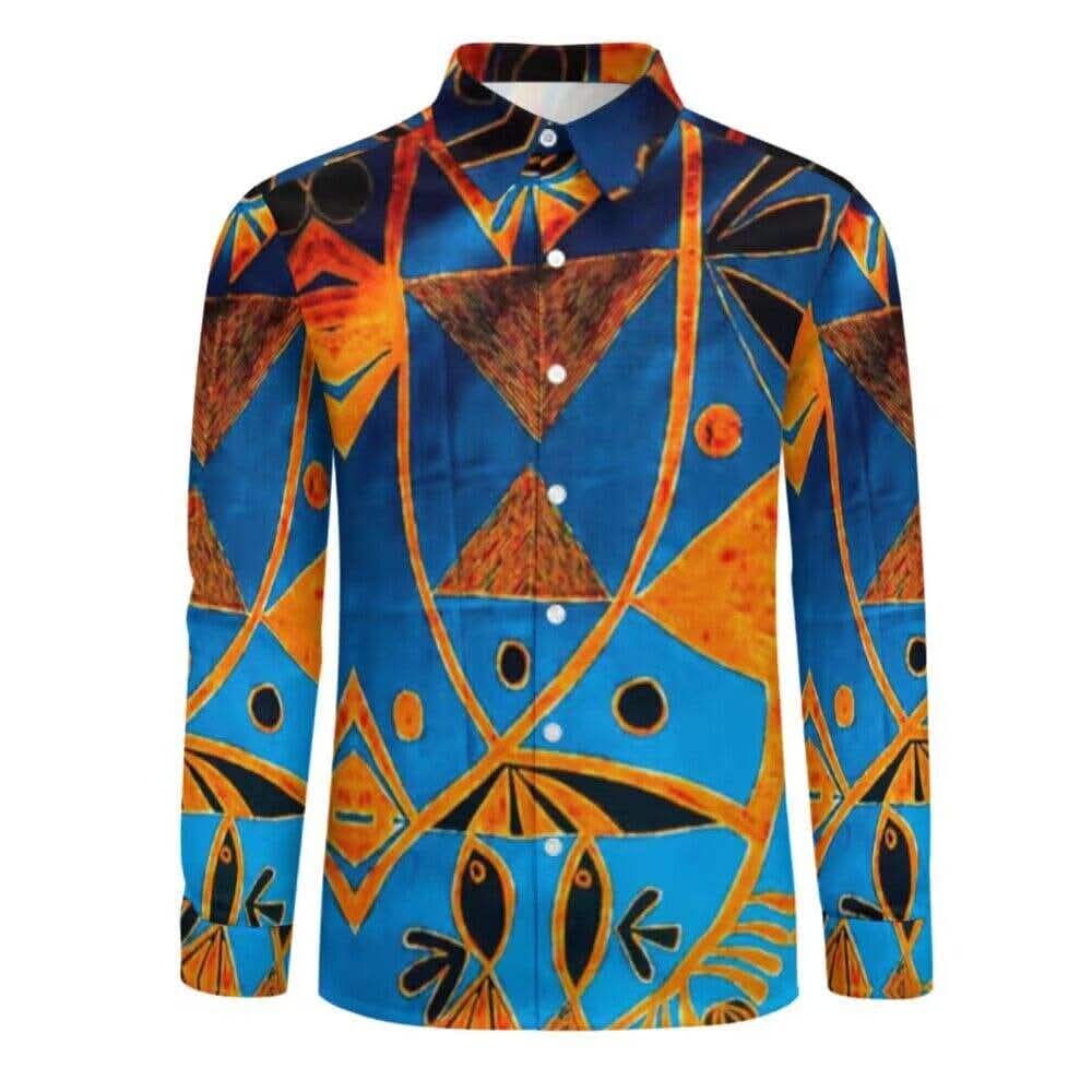 Chemise homme manches longues art polynésien(7)
