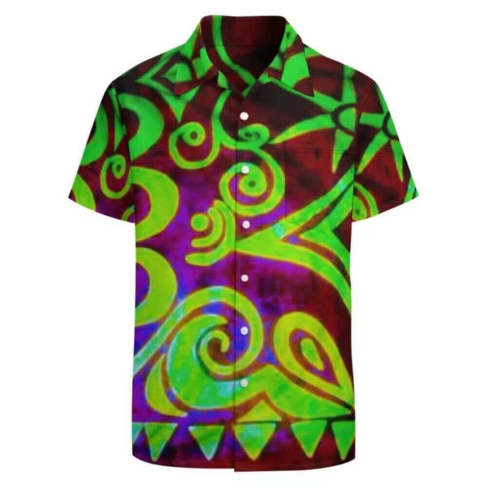 Chemise manches courtes art polynésien(4)